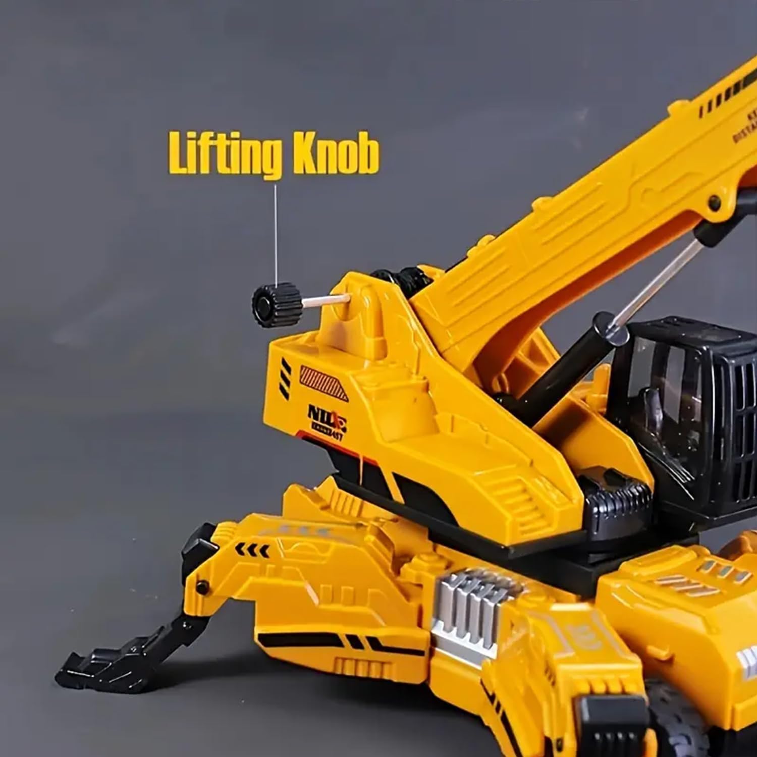 PROBABE 1:50 Diecast Friction Powered Lifting Long Crane Toy with Cable 360 Degree Rotating Towing Model Toy with Movable Wheel Construction Vehicles Truck for Kids Boys Girls 3