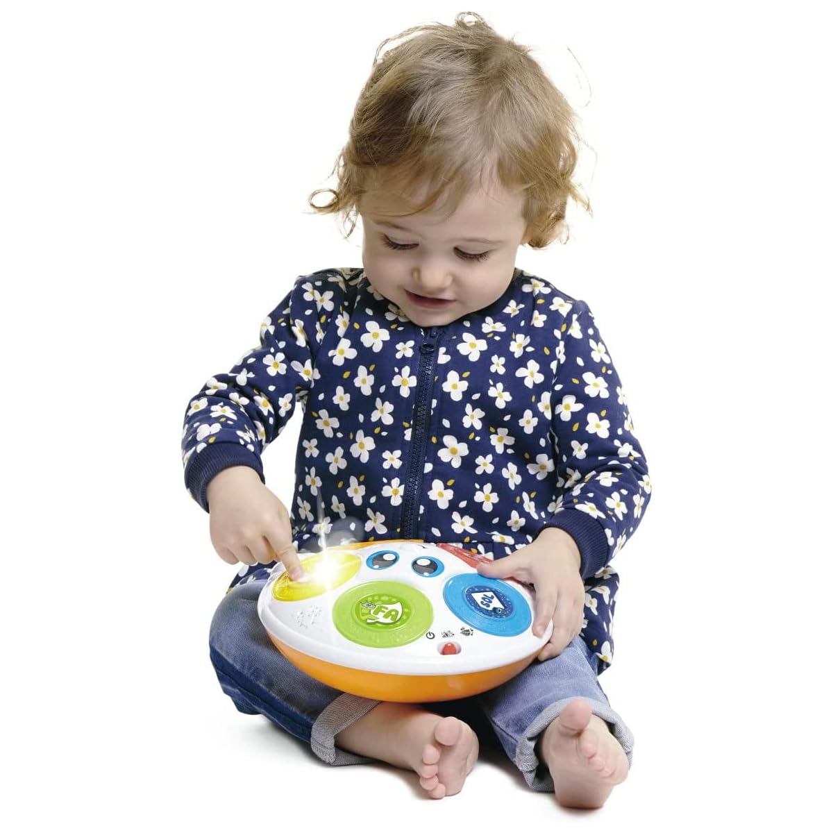 Chicco Donatello il Tamburello, Strumenti Musicali per Bambini, Gioco Musicale Educativo Elettronico, Tamburo Giocattolo, 2 modalità di gioco, 30+ Canzoni, 5 Tasti e Luci, Giochi Bimbi 6 mesi- 3 anni