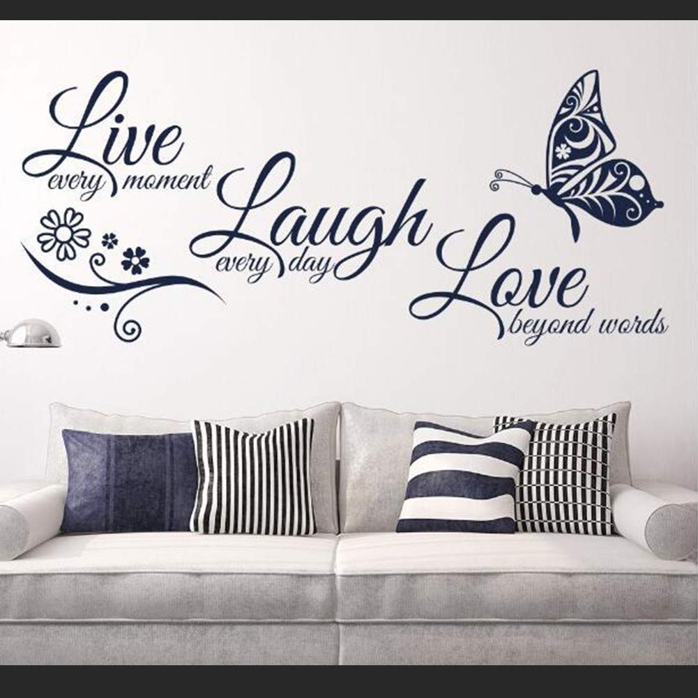 Live Every Moment,Laugh Every Day, Love Beyond Words - Calcomanías de pared motivacionales familiares para pared del hogar, dormitorio, aula, sala de estar, arte familiar, decoración del hogar