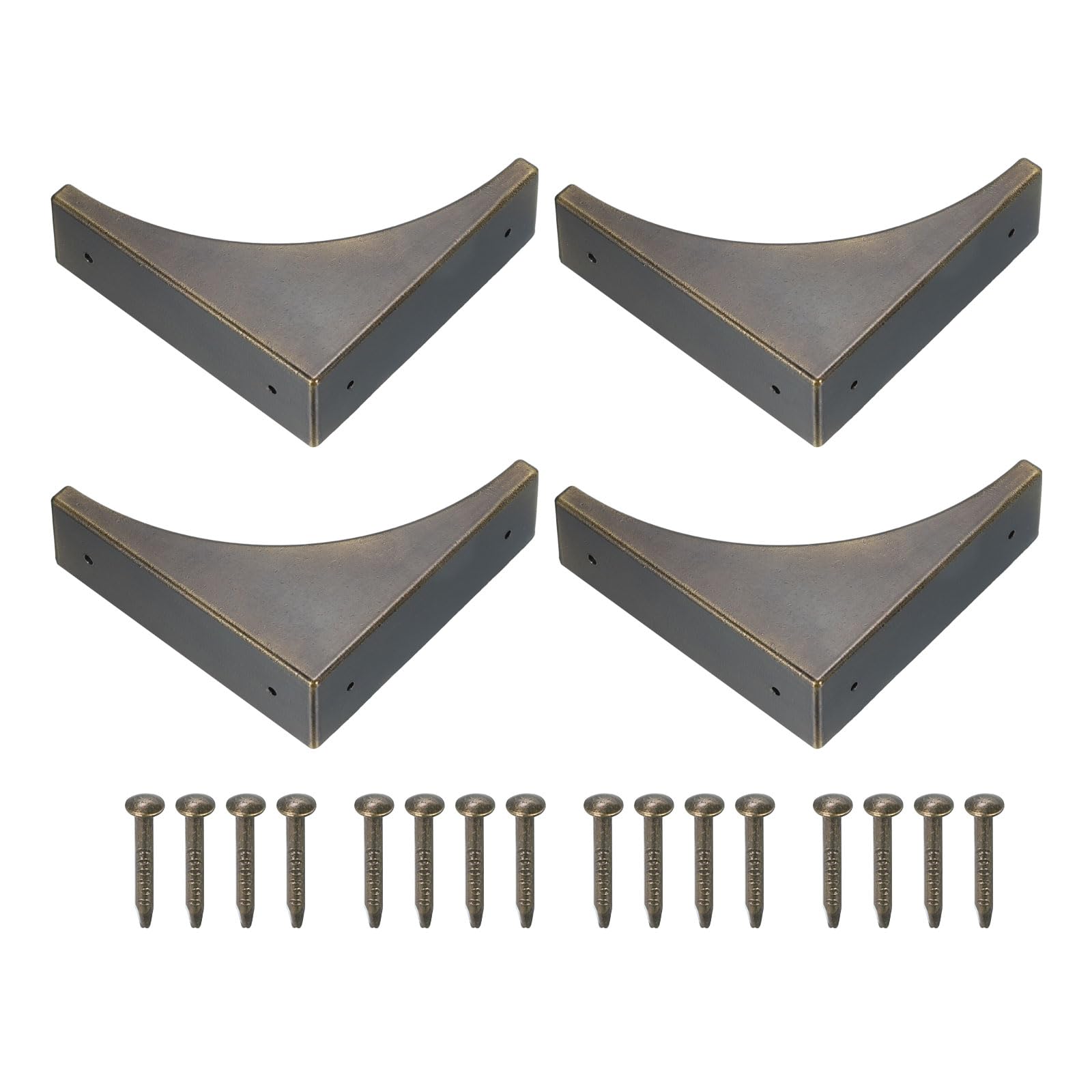 uxcell Corner Protectors, 4Pcs 2.56" - Metal Corner Protector, Vintage Decorative Corner Brackets with Screws, Edge Guards for Furniture Box Table (
