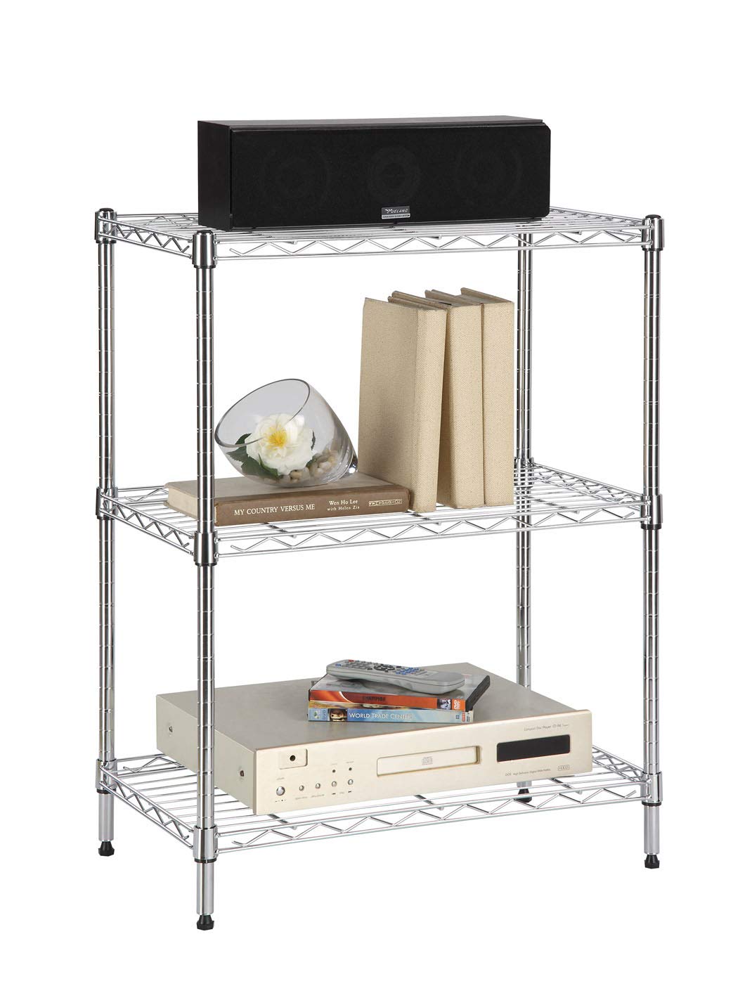 CamelTough Wire Rack 3 Shelf Adjustable Storage Rack, Heavy Duty Shelving Unit for Pantry, Laundry,Bathroom, Kitchen,Garage Closet Organization, 330Lbs Capacity, Chrome, 35L X 60W X 75H cm, HTC-WR602
