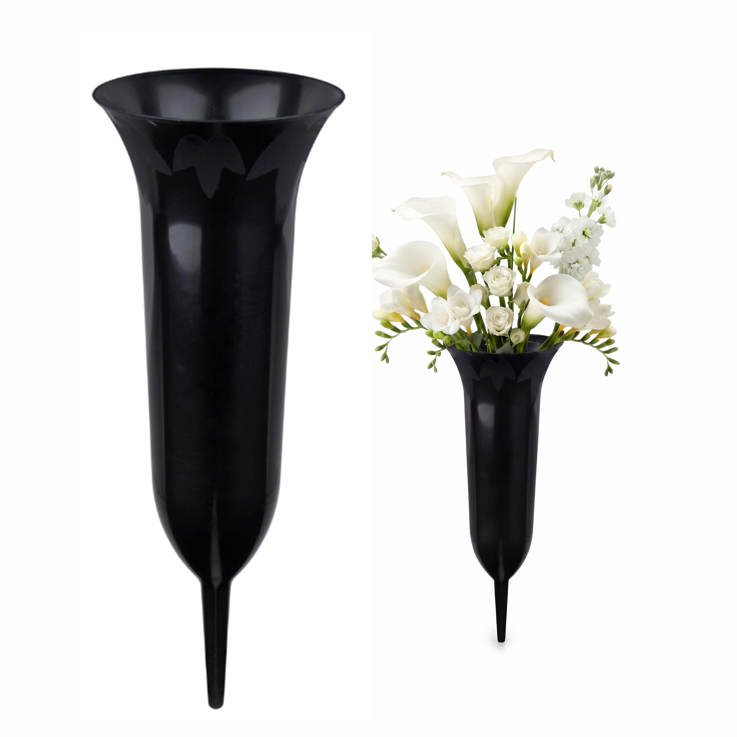 GEEZY Set of 2 Black Grave Vases with Spikes for Cemetery Memorials