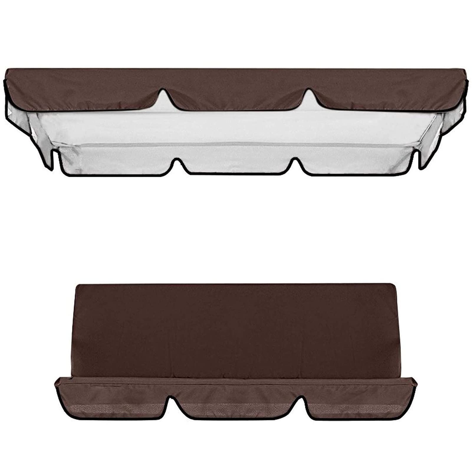 Tettuccio di Ricambio Universale per Dondolo da Giardino, Copertura di Ricambio per Dondolo A 3 Posti, Impermeabile Copertura Superiore per Giardino Sedia A Dondolo (164 * 114 * 15cm,Marrone)