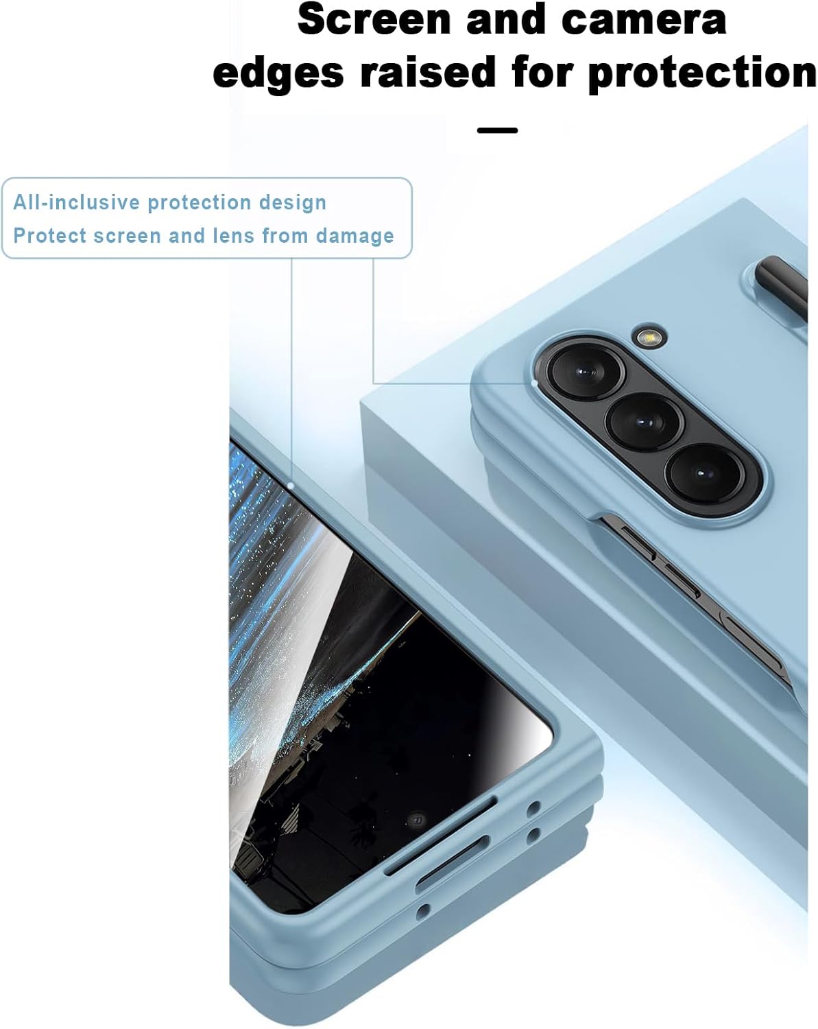 for Samsung Galaxy Z Fold 6 Case with S Pen and Screen Protector Skin Friendly Z Fold 6 Phone Case with S Pen Holder Full Protective PC Wireless Charging Case for Galaxy Z Fold 6 - Black