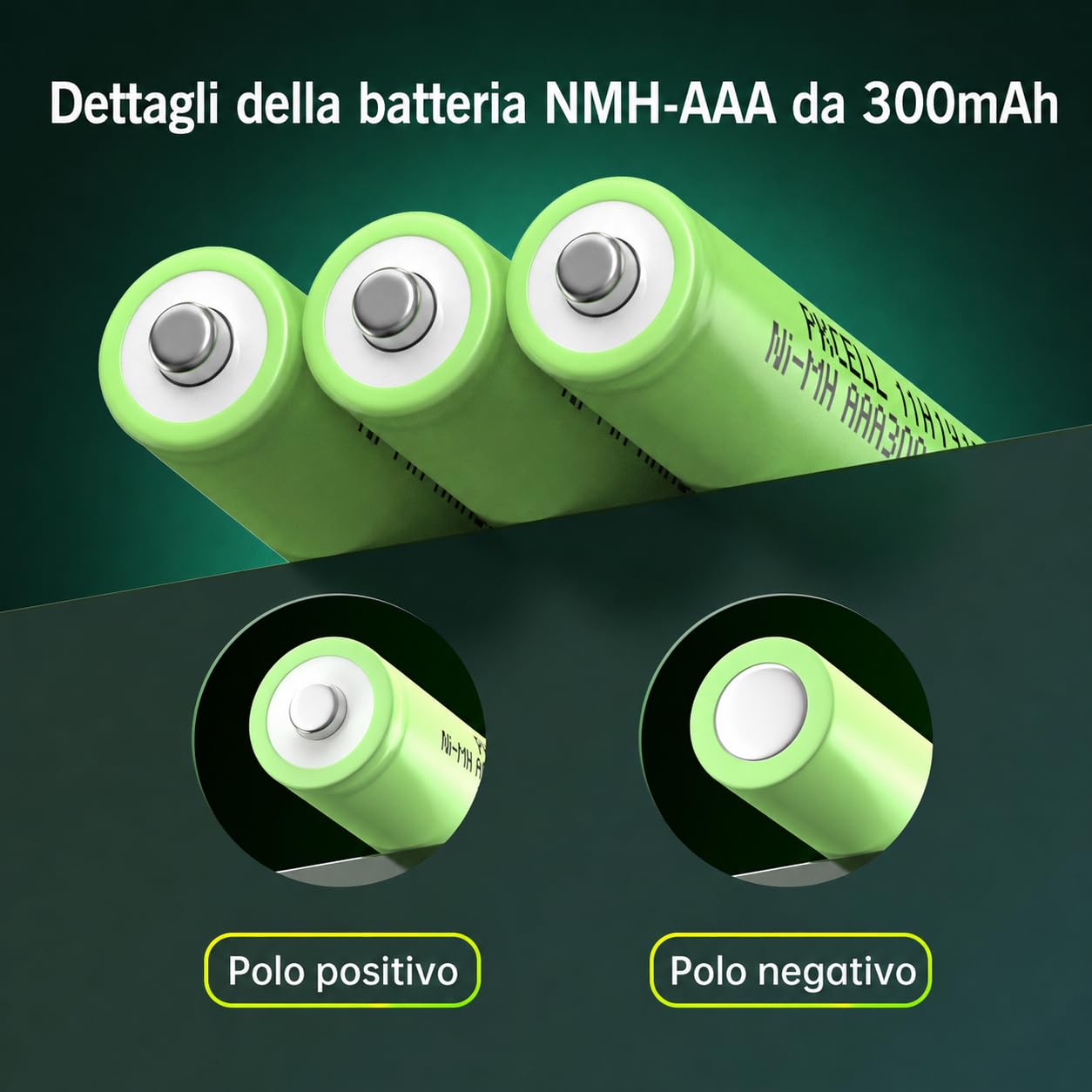 PKCELL Batteria ricaricabile AAA 300 mAh NI-MH 1,2 V, batteria precaricata per lampada solare da giardino, 4 pezzi