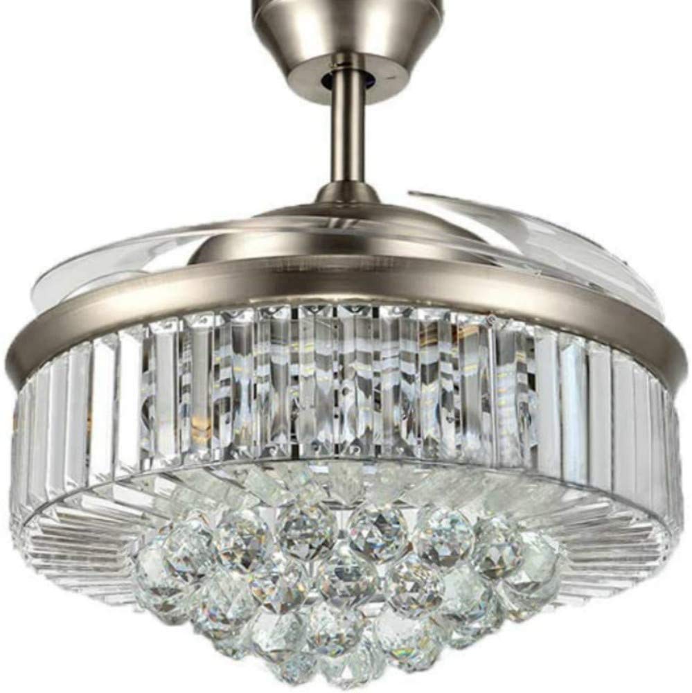 Ventiladores de techo retráctiles de 42 pulgadas con control remoto de luz LED, 4 cuchillas invisibles de ABS transparente, para sala de estar, comedor, lámpara de techo para 3