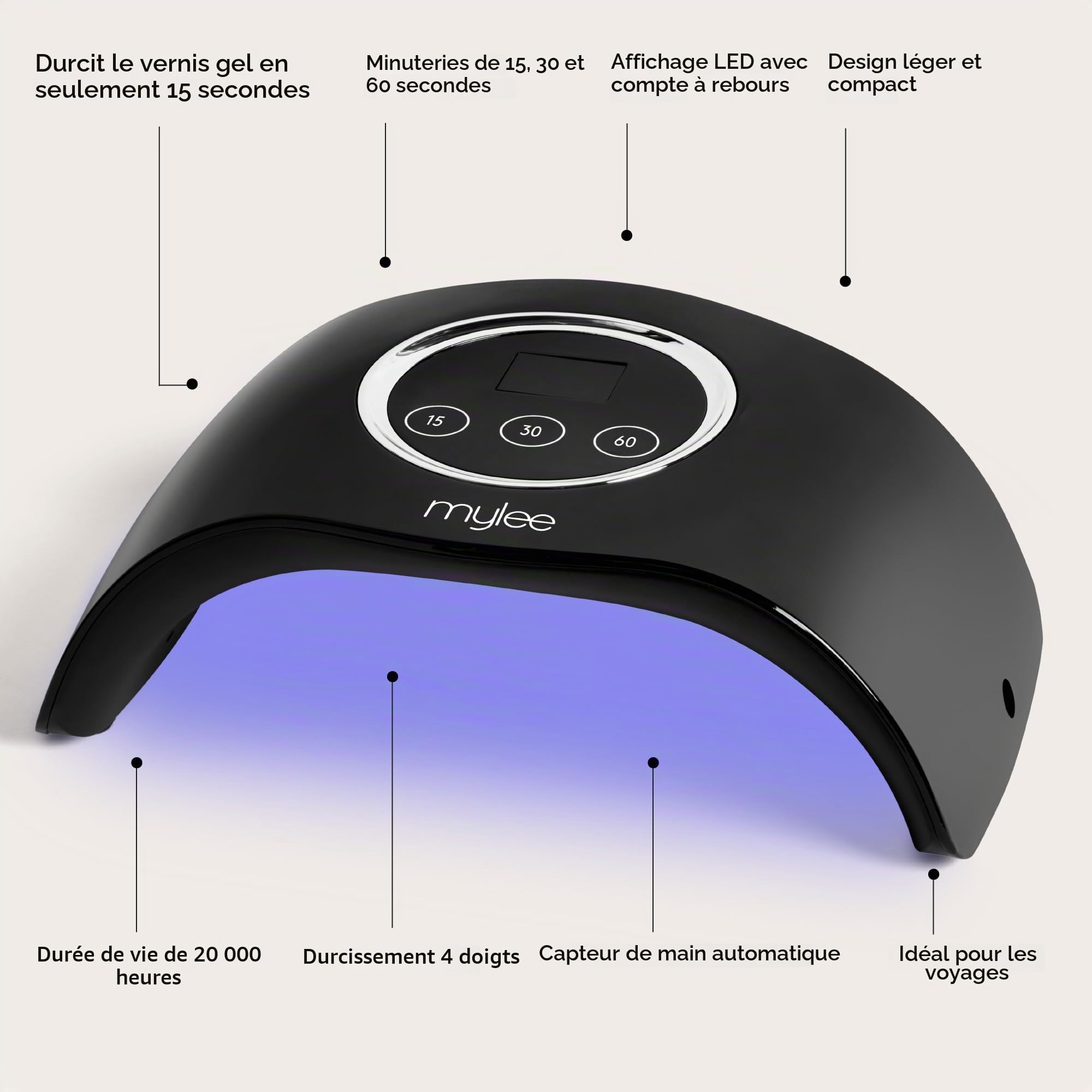 Mylee Petite lampe LED pour ongles - Durcissement | rapide du vernis en gel pour une manucure de qualité salon - Votre compagnon de voyage idéal