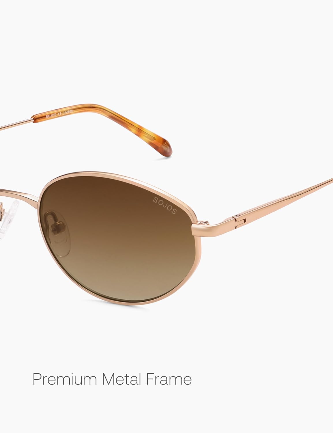 SOJOS Oval Sunglasses for Women Men with Polarized Lenses, Metal Frame Retro Classic UV Protection Shades