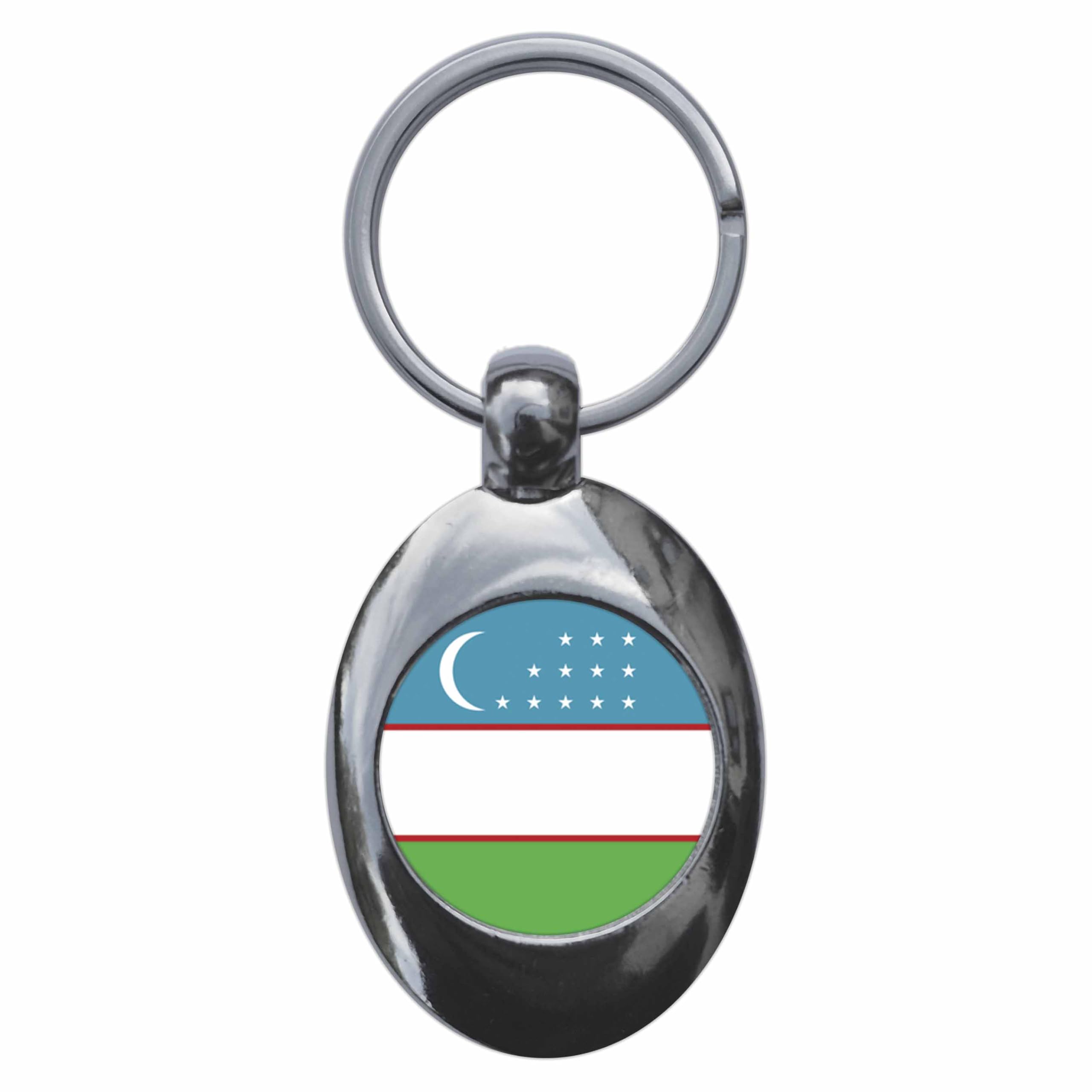 Ozorath Uzbekistan National Flag Keyring Keychain Key Ring Chain With Trolley Coin