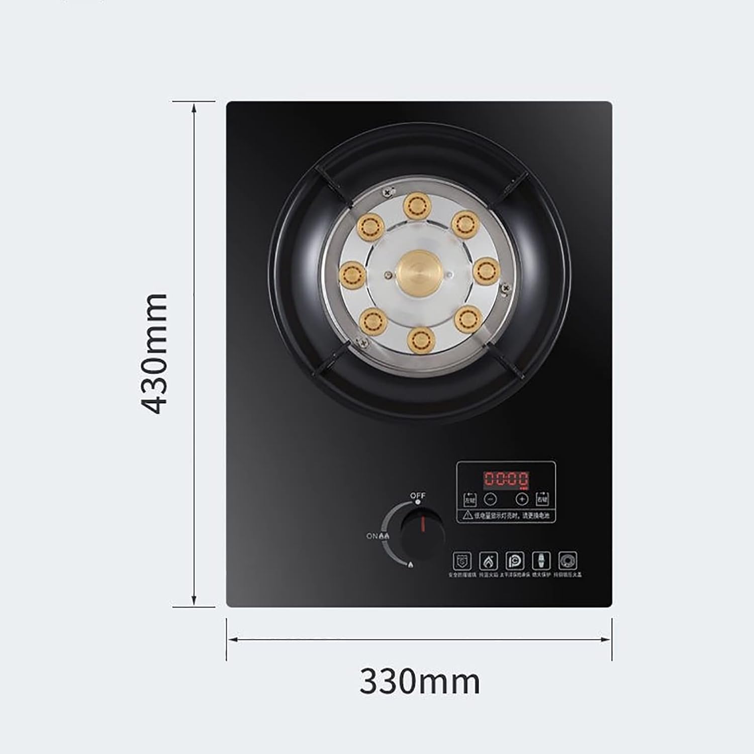 Burner Gas Cooker gas hob 5.2KW Built-in gas stove， Table-Top Cooking ，Black tempered glass is easy to clean，Portable wok gas stove for Home, Camping & Caravan Cooking [Energy Class A](B,NG)