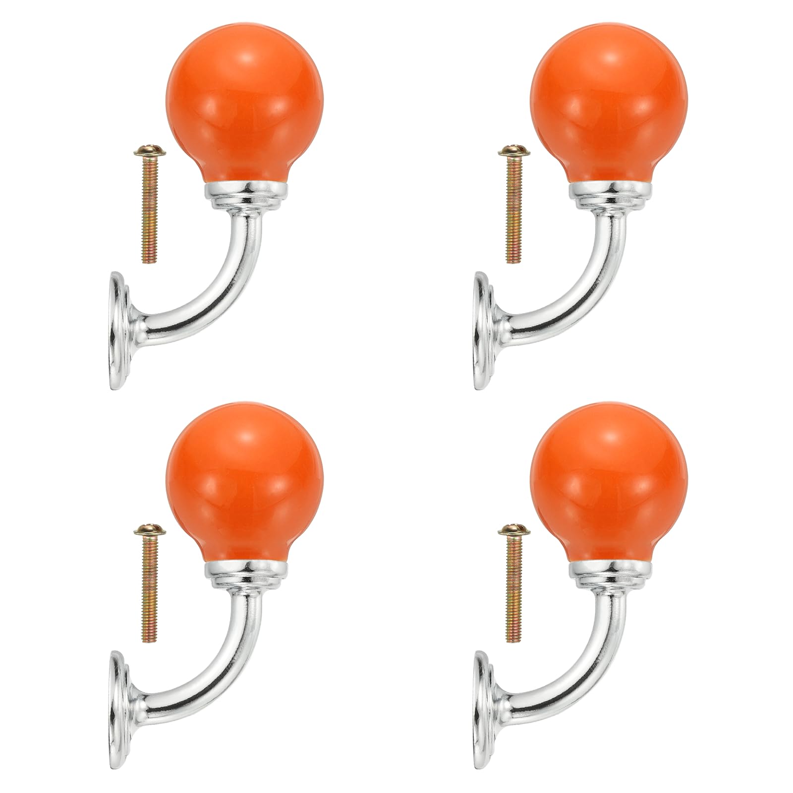 Crochets muraux en céramique orange robustes et design pour décoration de meuble