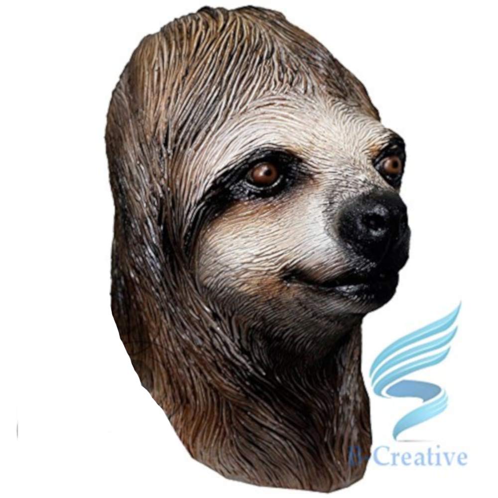 B-Creative Latex Full Head Overhead Animal Cosplay Masquerade Fancy Dress Up Carnival Mask (Sloth Mask)