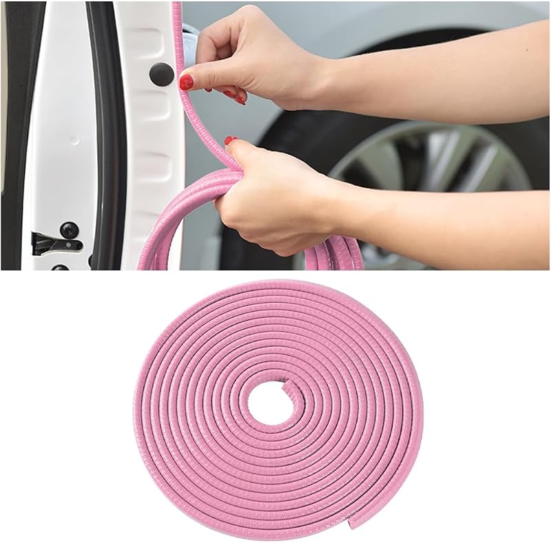 Protetor de borda de porta automotiva Osilly em borracha com metal interno, rosa – 4,88 m