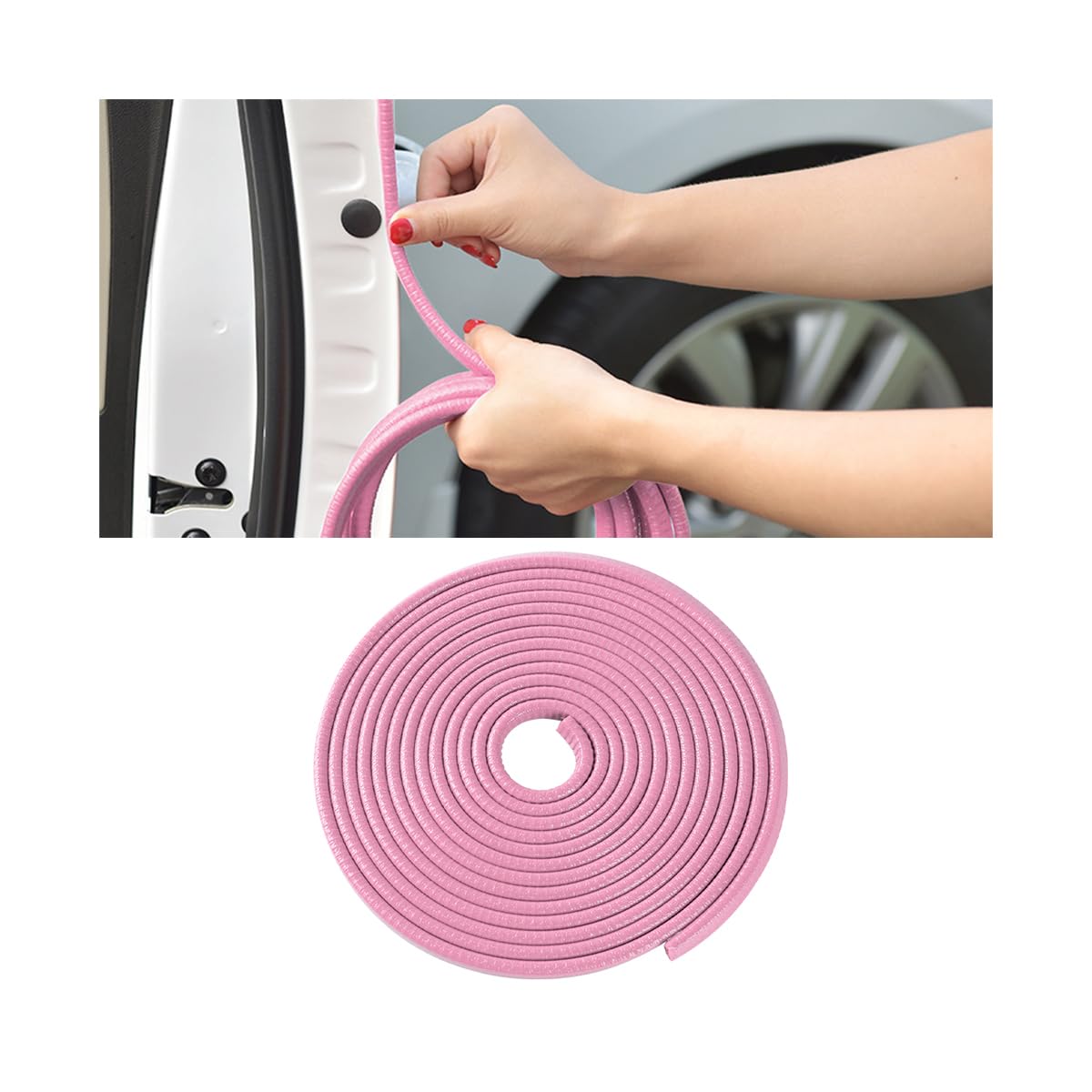 Osilly 32.8FT Adhesive Rubber Car Door Seal Strip, Pink