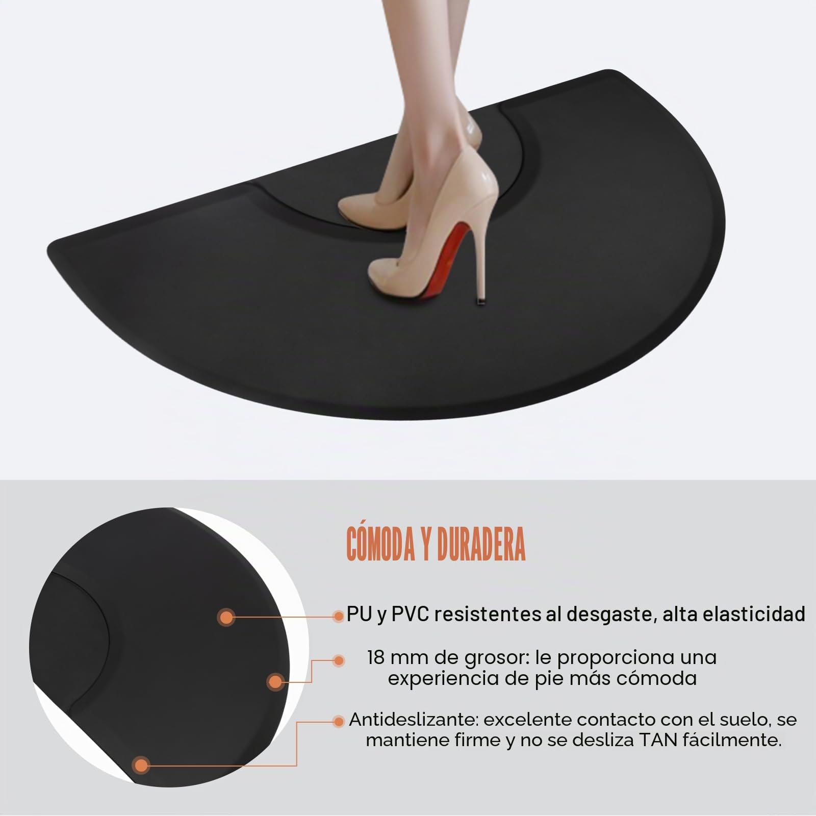 Salon Alfombra de suelo antifatiga Barber Shop Silla Estera para Silla Base Peluquería Belleza Esteras Oficina Comodidad Alfombra de suelo 3 pies x 5 pies (semicircular)