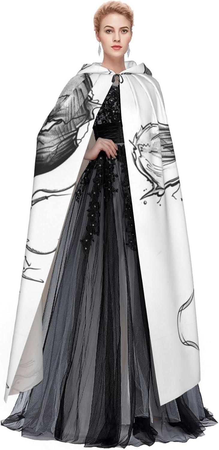 Black and White Skull Halloween hooded robe for adults, men and women, Christmas hoodies, cloaks, role-playing costumes