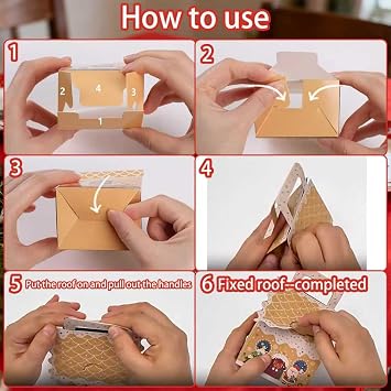 8Pcs Christmas Sweet Boxes Empty, Kraft Paper Xmas Gift Box Small, Xmas Party Favour Treat Boxes with Tags, Christmas Candy Box Party Supplies 5 x 3.15 In (Folded)