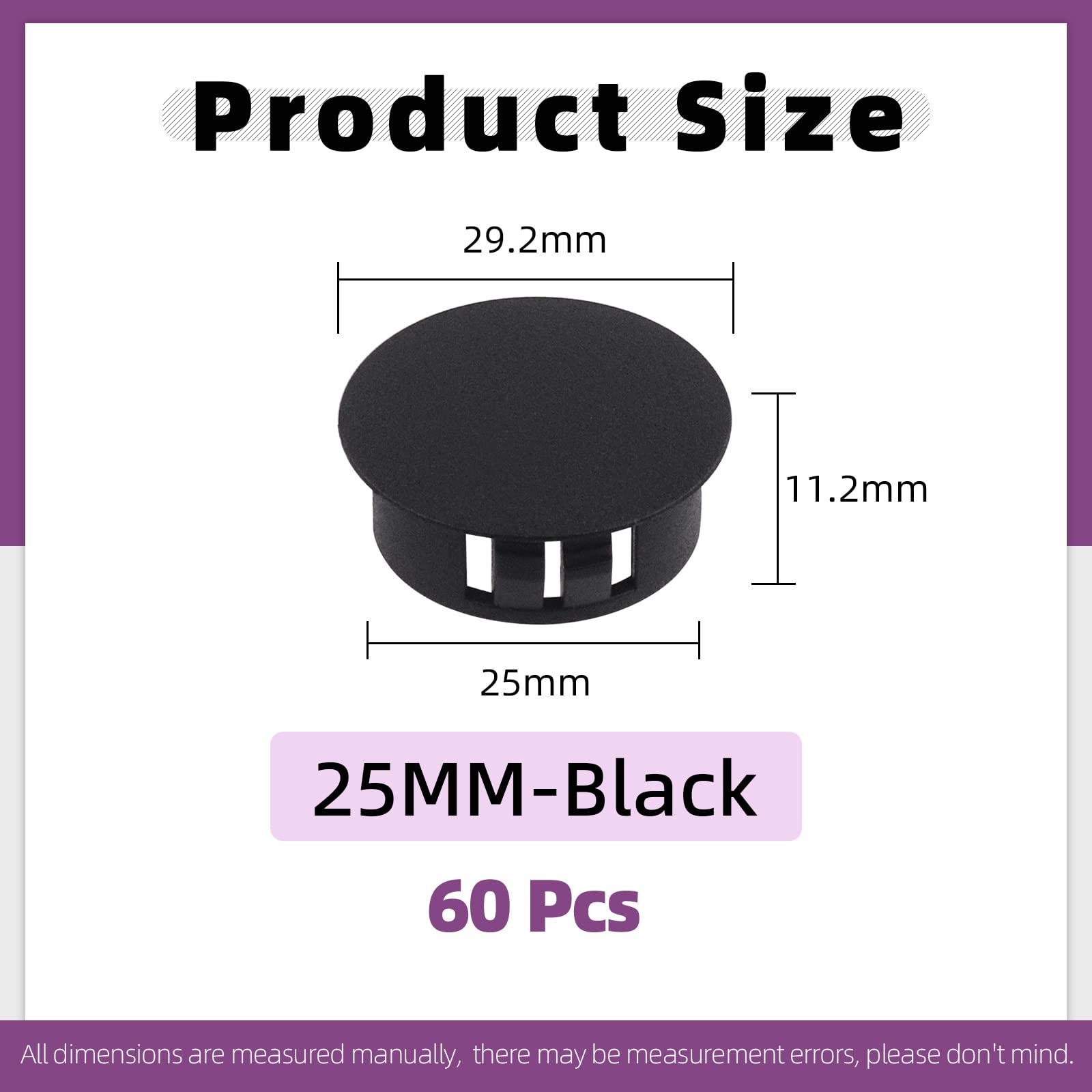 Swpeet 500Pcs 5/16" Black Plastic Hole Plugs Assortment Kit