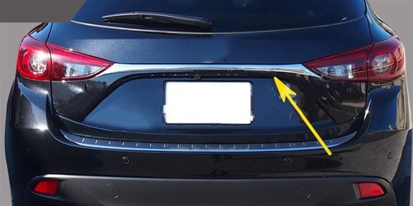 Pegatinas protectoras umbral puerta Brillante para cubierta de maletero trasero cromado Mazda3 para Mazda 3 para Hatchback BM BN 2014~2018 pieza tapa embellecedora puerta trasera
