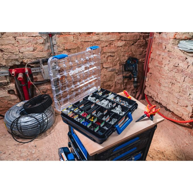 Sortimo T-BOXX G mit 23 Insetboxen H63 – Transparenter Deckel, robuste Kleinteilebox für Werkstatt & Fahrzeug – Flexible Unterteilung, sichere Aufbewahrung & schneller Zugriff – Kompatibel mit WorkMo