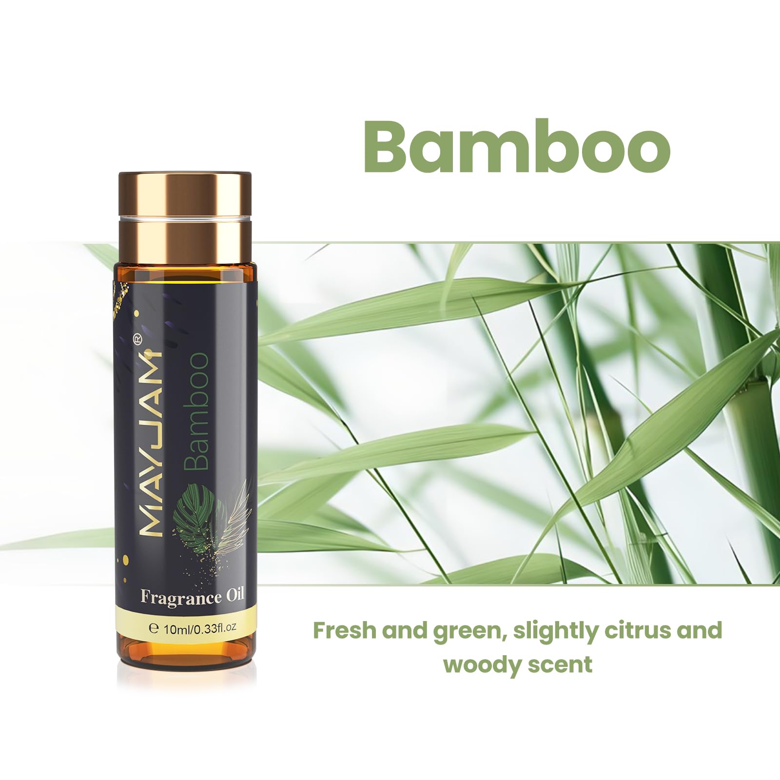 MAYJAM Olio Essenziali di Bambù 10ML, Olio Di Fragranza Premium Per Diffusori di Olio Essenziali, Aromaterapia, Casa, Bruciatore Di Olio