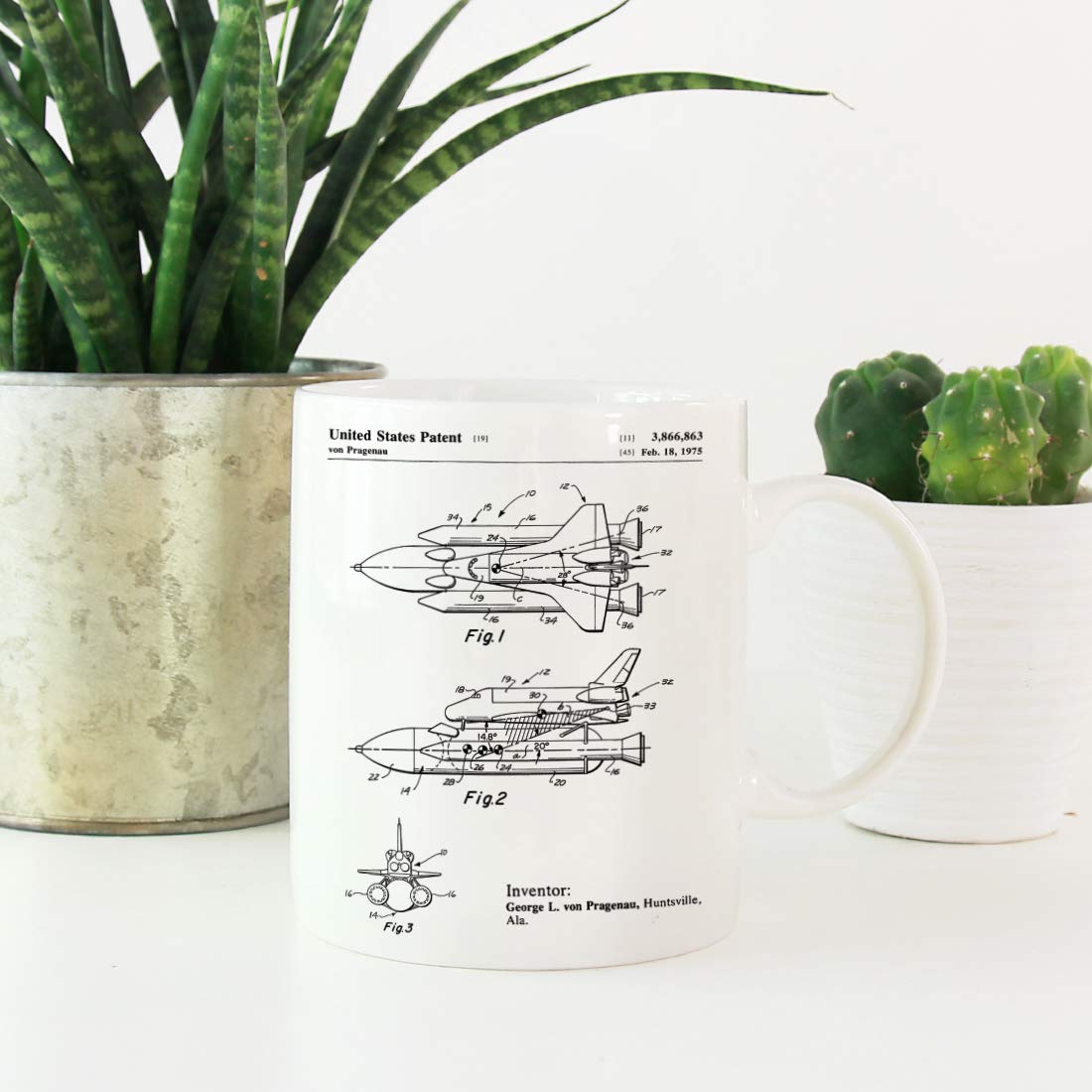 Amazon.com: Andaz Press Planes, Trains, Automobiles Patent Print 11oz. Coffee  Mug Birthday Christmas Gift, NASA Space Shuttle Enterprise Patent Cup,  1-Pack, Outer Space, Space Art, Aerospace Engineer : Home & Kitchen