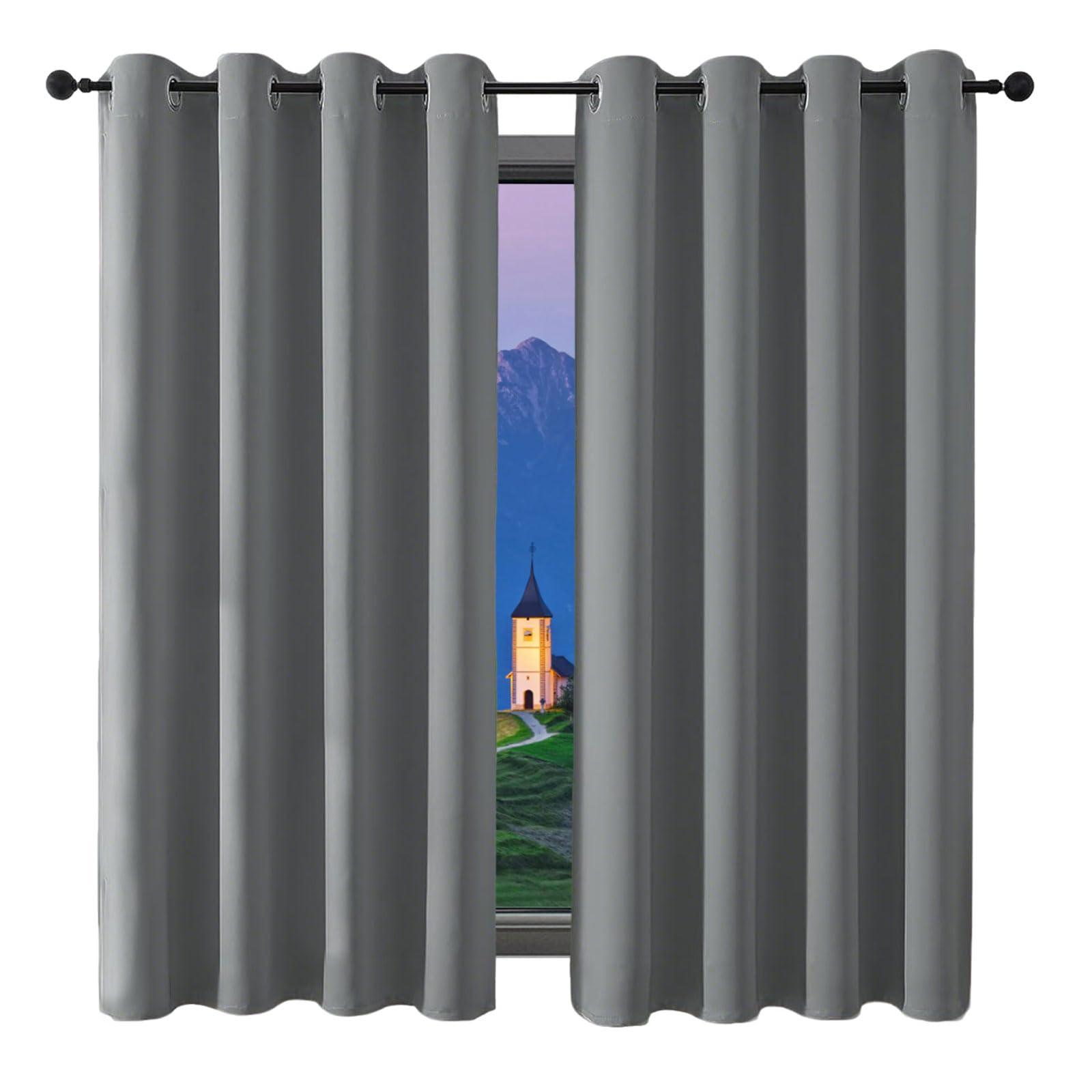 Rideau opaque moderne 260 x 260 cm polyester isolant phonique gris