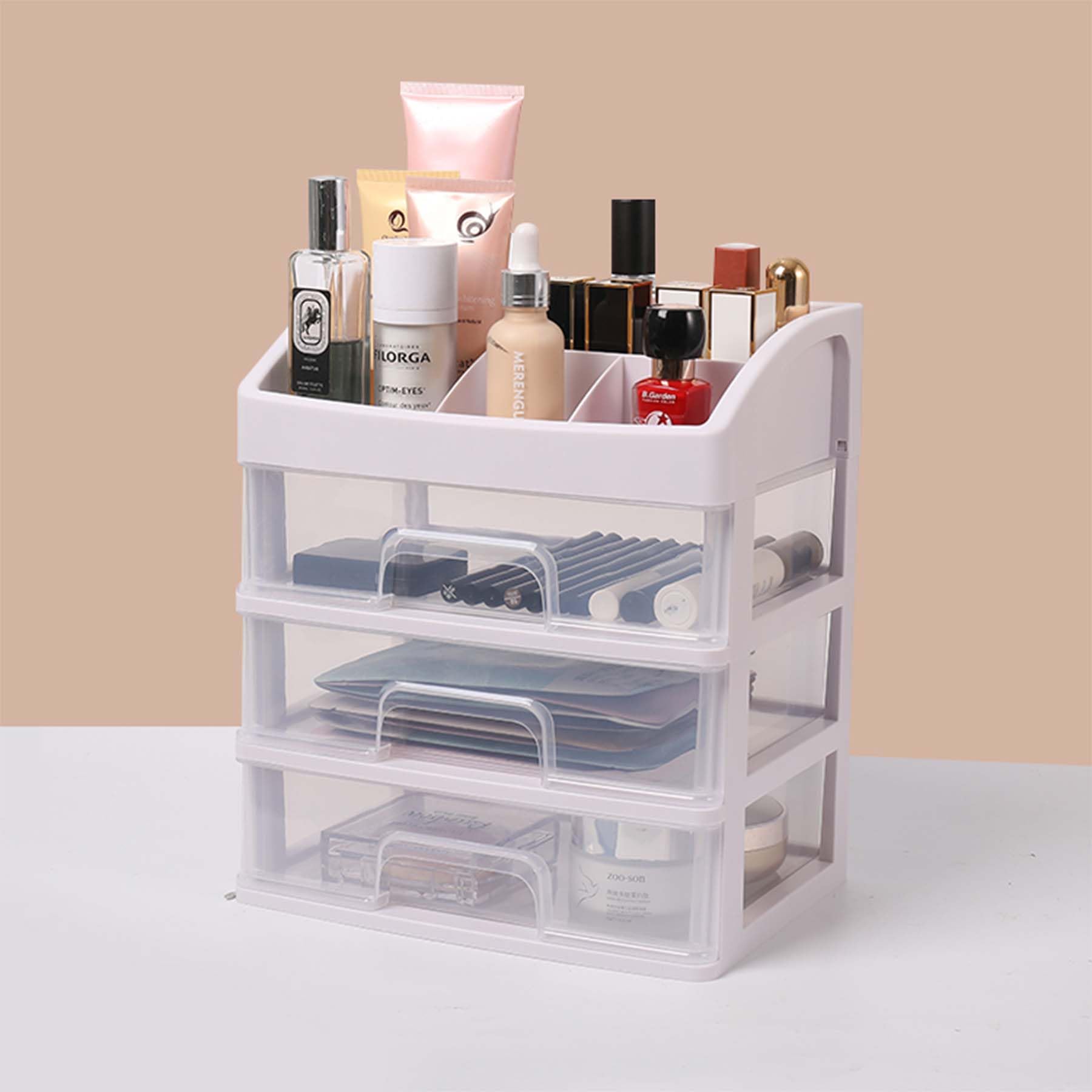 ALOXE Makeup Organiser Cosmetic Organisers Storage Box Drawers Plastic Cosmetic Organizer| Make Up Organiser For Women (3-Tier, White) (B0CFF26PCP) Amazon Price History, Amazon Price Tracker