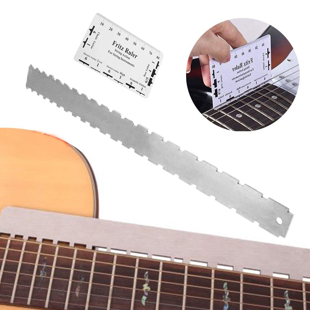 Guitar Neck Notched Straight Edge Luthiers Tool with String Action Ruler Gauge For Gibson For Fender Electric Guitar