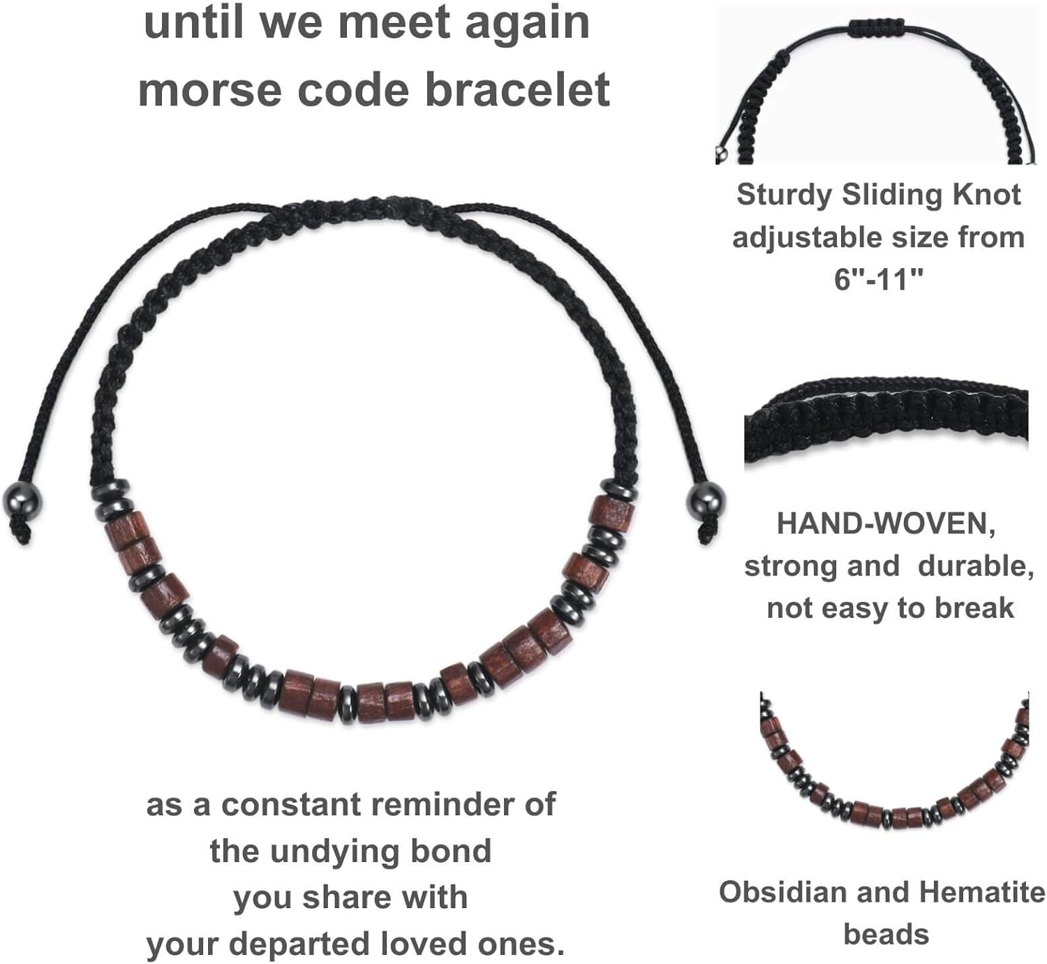 Coolvy Hug from Heaven Bracelet, Morse Code Bracelets for Women Men, Sympathy Gifts Loss of Loved One Until We Meet Again Memorial Bangle Remembrance Jewelry - Image 5