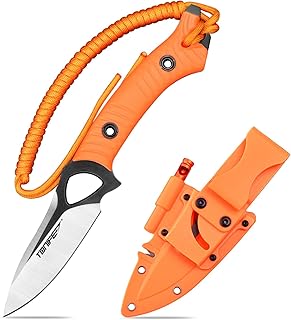 TONIFE Explorer Fixed Blade Knife with Plastic Sheath 8Cr14MoV Blade Survival Knife, Fiberglass Reinforced Nylon Handle for Outdoor Camping Knife EDC Knife - TONIFE