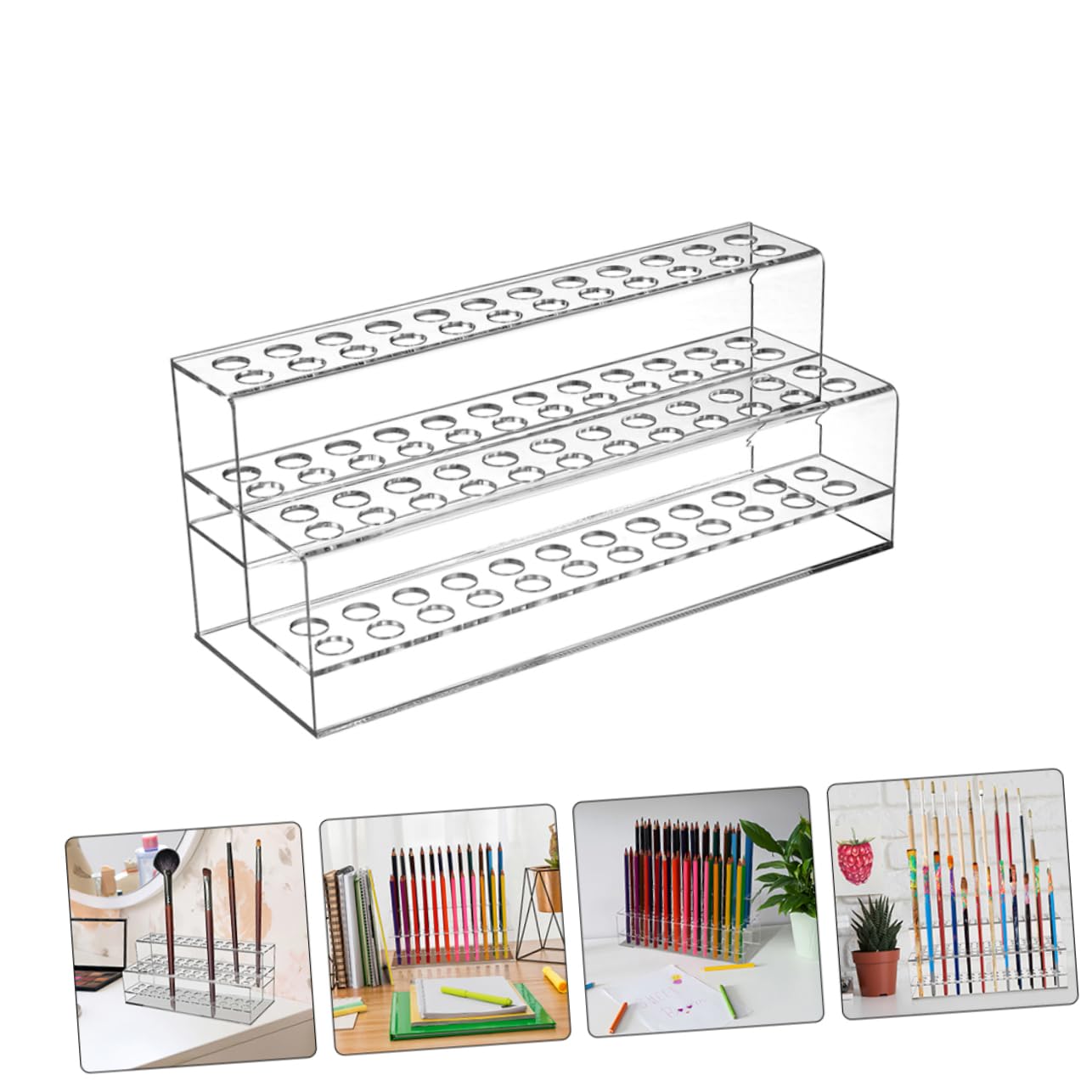 VILLCASE 2pezzi Portapenne in Plastica Trasparente da Organizzatore da Scrivania Espositore per Penne e Matite Contenitore Multiforo per Ufficio e Scuola