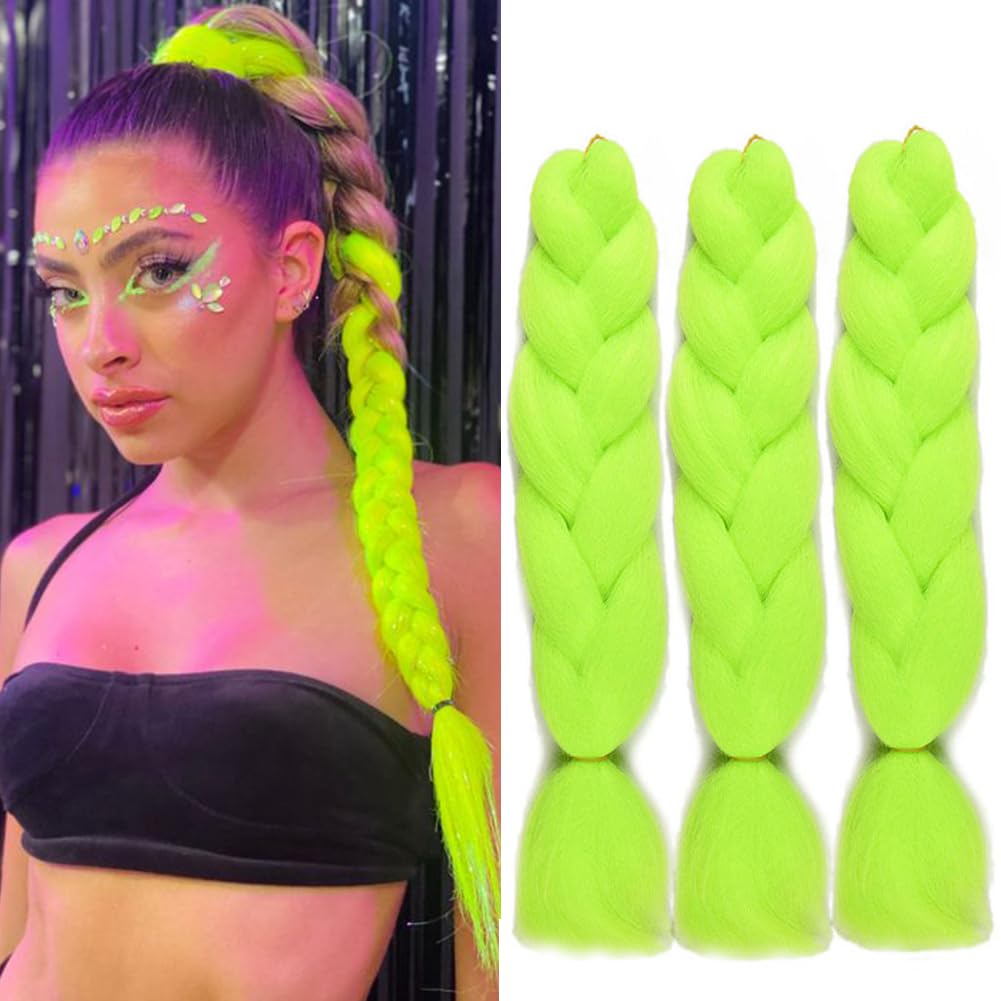 Amazon.com : Lime Green Braiding Hair 3 Packs 24 Inch Colored