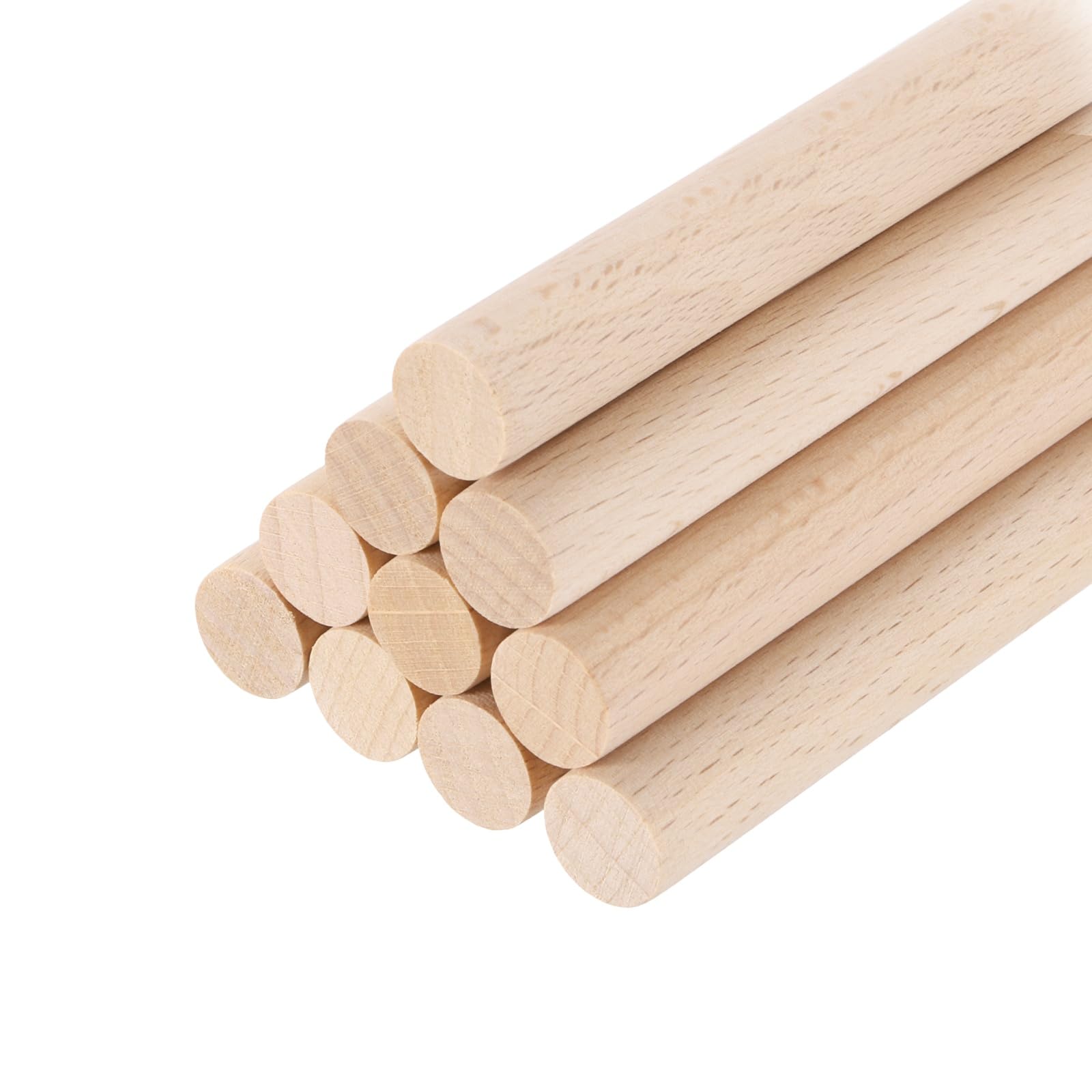 sourcing map Wooden Dowel Rods,8mmx400mm Round Wooden Rod Unfinished Solid Wood Sticks Crafts Wand for Arts Decoration, Craft and DIY Projects Wand,Pack of 10