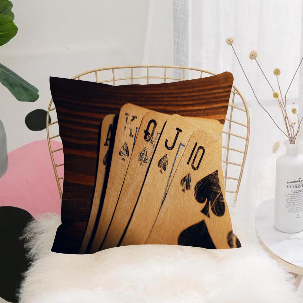 Hyosxw Poker Tournament Decorations, Old Cards, Sof - A6 Cushion Cover,Throw Pillow Case Home Decorative For Living Room Bedroom Sofa Chair 18X18 Inch,Poker Tournament Decorations, Old Cards, Soft And Cozy,Pillowcase 45X45cm