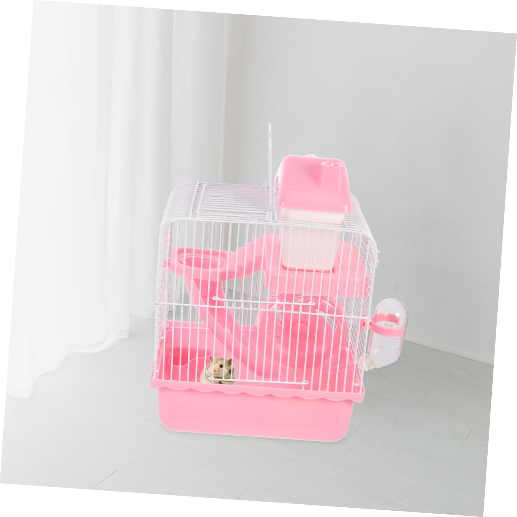 COLLBATH Chinchilla Spielzeug Hamsterhaus in Schlossform Doppelwandig aus Abs und Eisen Rosa Sicher zum Spielen Ruhen und Fressen für Kleintiere