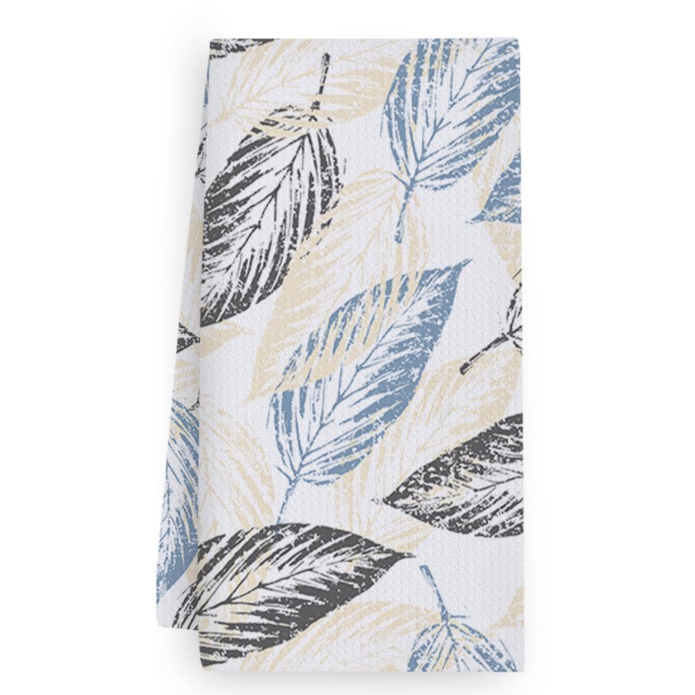Trapos Cocina Hojas Grises Y Amarillas Paños de Cocina Suaves y Absorbentes Paños Cocina Reutilizables Trapos de Cocina para Secar Toallas Lavable Toallas de Barra Juego de 4 (40x60cm)