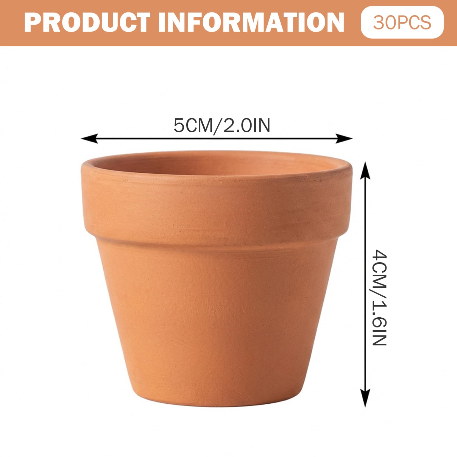 Paquete de 30 Mini Macetas de Terracota de 5x4 cm, Pequeñas Macetas de Barro con Orificio de Drenaje para Suculentas, Plántulas, Propagación, Plantación Artesanal, Decoración del Hogar, Favores