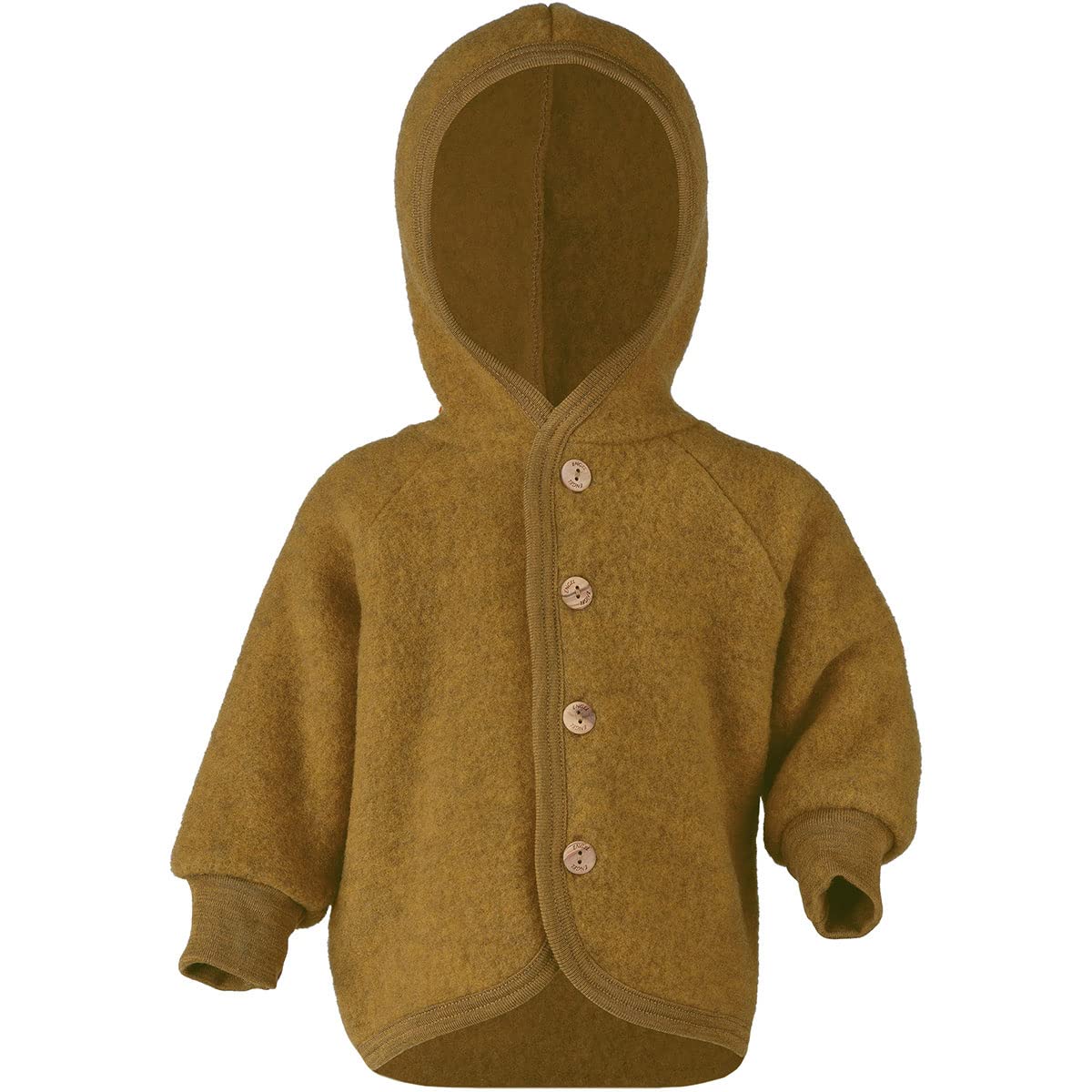 Engel Baby Jacke mit Kapuze Wollfleece, Safran Melange, 74/80