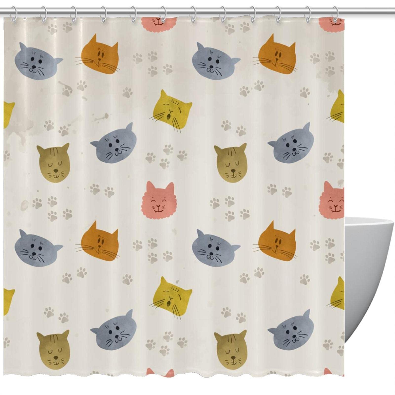 Rideau de douche peint à la main 152x183 cm chic imperméable lavable
