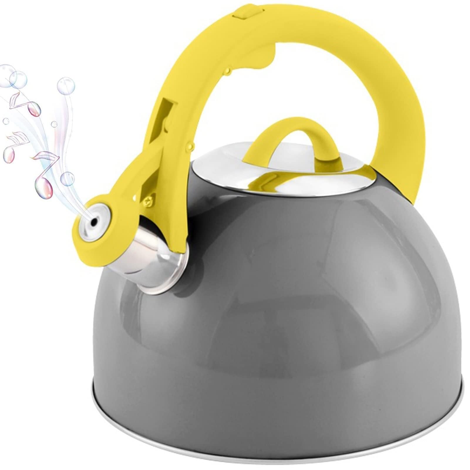 2.5L Stainless Steel Kettle, Whistling Kettle, Yellow & Grey, One Color