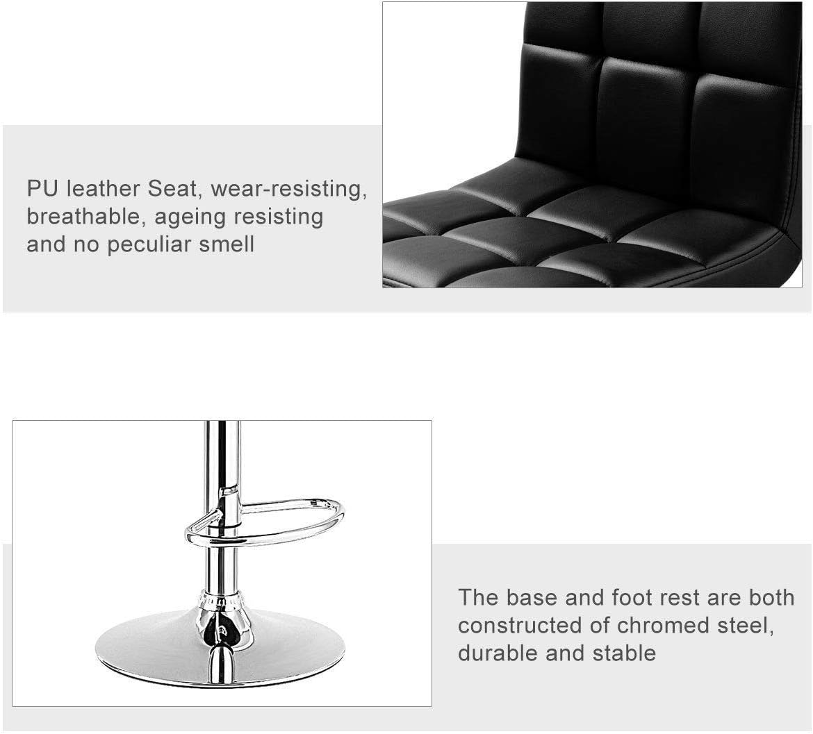 Casart Swivel Bar Stool Adjustable PU Leather Barstools Bistro Pub Chair Counter Barstool (Black 1PC)