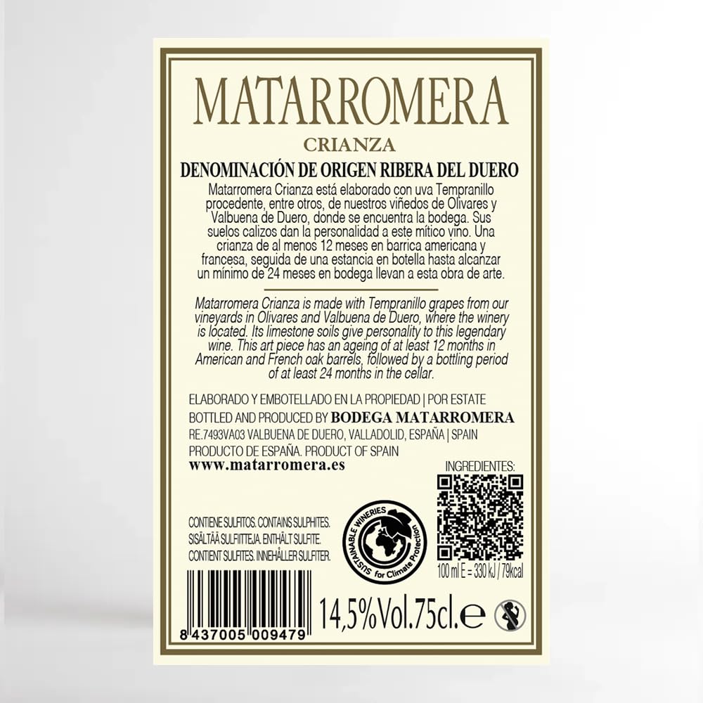 Matarromera Crianza Tinto D.O. Ribera del Duero Mágnum 1,5L Caja Madera | Perfecto con ibéricos, jamón y quesos curados · Top 100 Wine Spectator · 95 pts Gourmets · Ideal para regalo