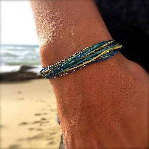 Miniatura 4 de Thread Bracelet in Blue, Yellow, Purple, Aqua for Men and Women - Handmade Adjustable Knot Rope String Surfer Jewelry by Rumi Sumaq
