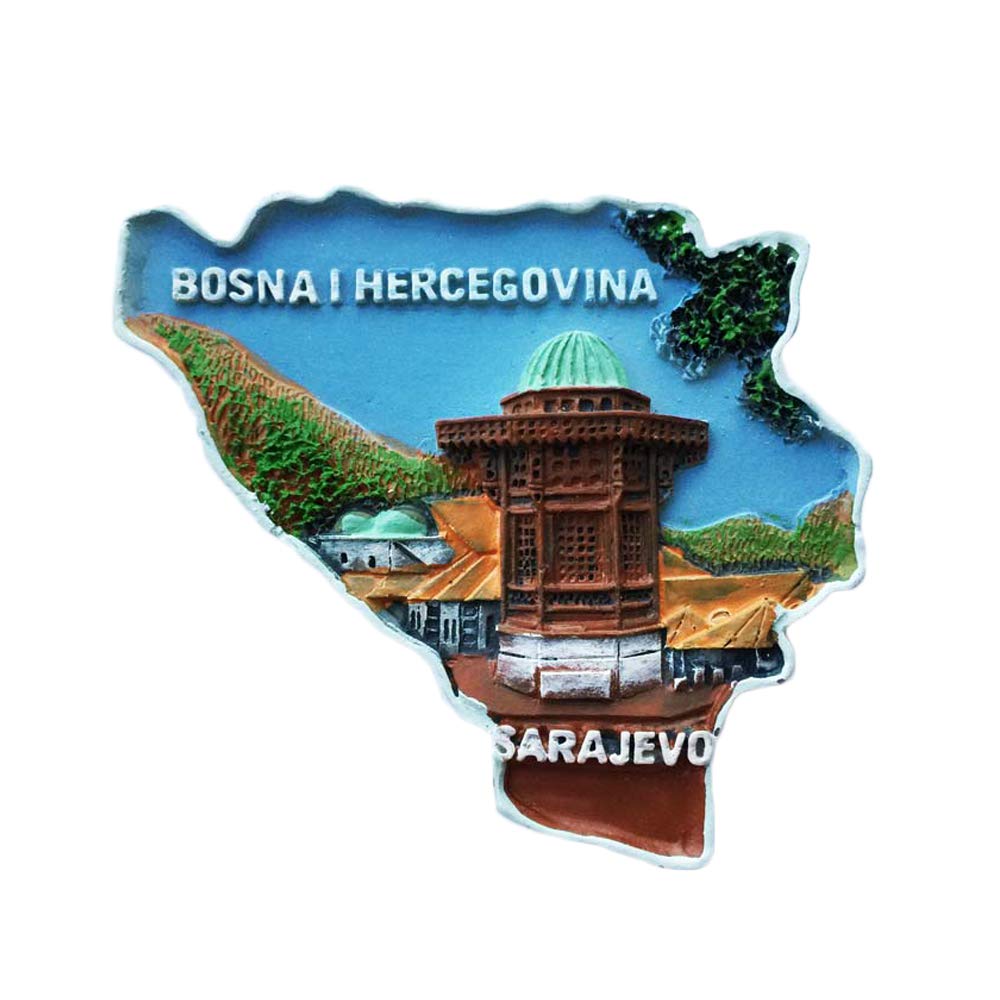 Muyu Magnet White Us 3D Sarajevo Bosnia And Herzegovina Souvenir Fridge Magnet,Home & Kitchen Decoration,Bosnia And Herzegovina Refrigerator Magnet Polyresin Craft