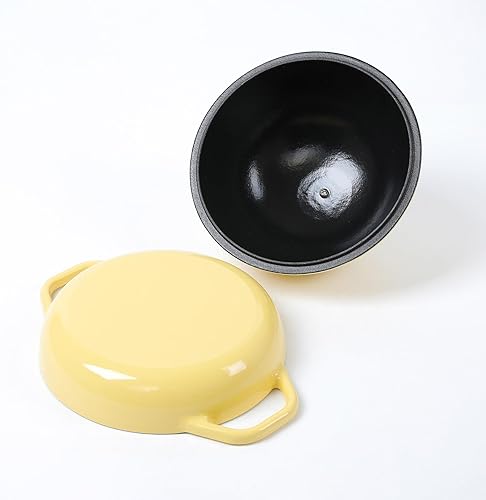 Miniatura 10 de HAWOK Cloche de pan de hierro fundido, diámetro.7.8 pulgadas7.9 in, 0.95 cuartos de galón, molde para hornear de masa madre pre-sazonado negro