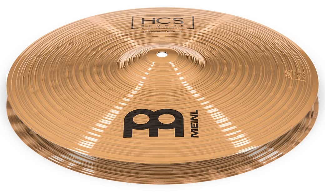 Meinl HCS Bronze Soundwave HiHat Set da 14", in lega di bronzo B8, finitura tradizionale, Made in Germany, con macchina Hi-Hat