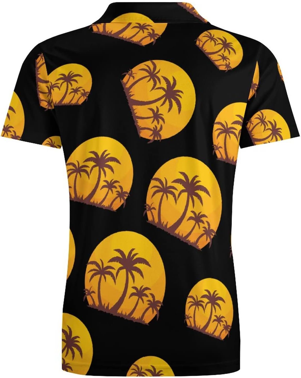 Hawaii Sunset and Palm Trees Men's Polo Shirts Short Sleeve Sports Golf Shirt Casual T-Shirt Tee Tops