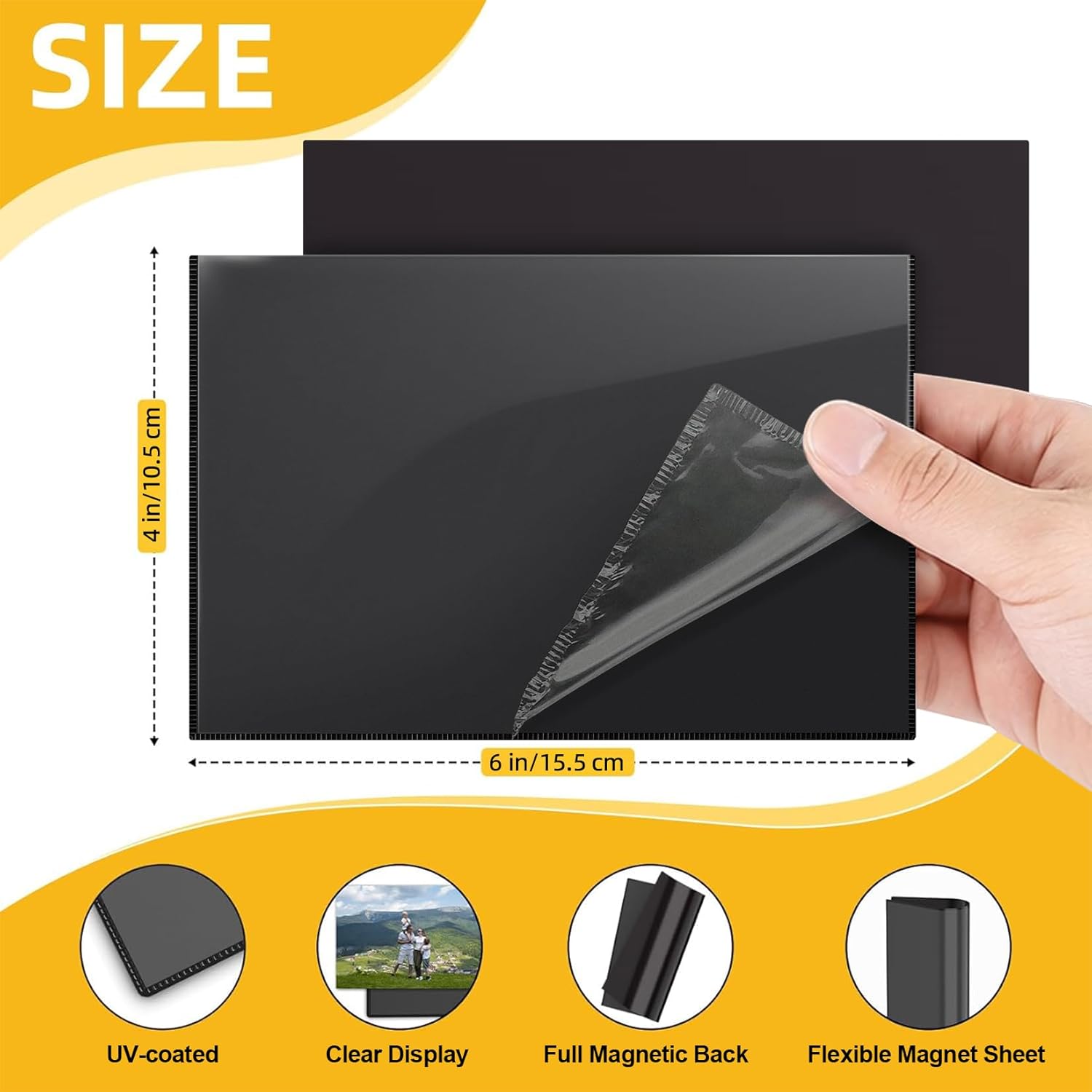 100 Pack Magnetic Picture Frames for Refrigerator,4x6 Inches Magnetic Picture Frame,Magnetic Frames For Refrigerator,Locker,Wall,Cabinet(Black)