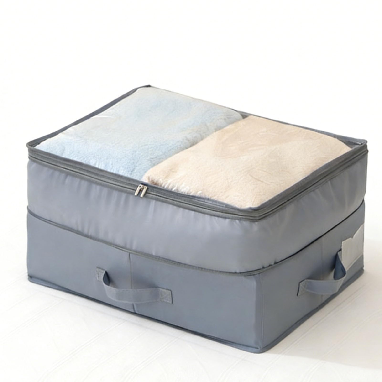 Bolsa de almacenamiento debajo de la cama plegable gran capacidad gris con ventana superior